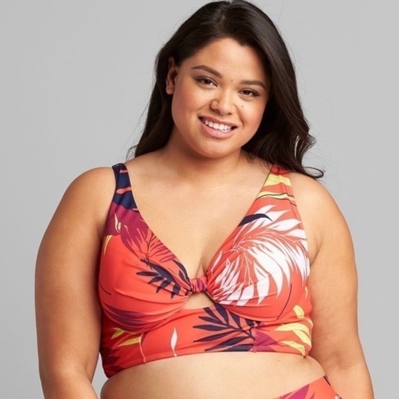 Lane Bryant Underwire Plunge Keyhole Swim Bikini Top 44DDD - Picture 3 of 3